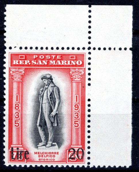 San Marino - Mi. 258, rohový kus s přetiskem 