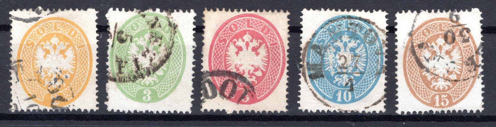 Rakousko - Lombardsko, Mi. 14 - 18, znak, jemné zoubkování,  HZ 14, kat. 400,-