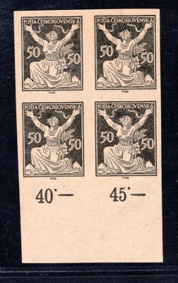 156 ZT ,krajový  čtyřblok s počítadly na obyčejném papíru 50 h v barvě černé, zk. Vr