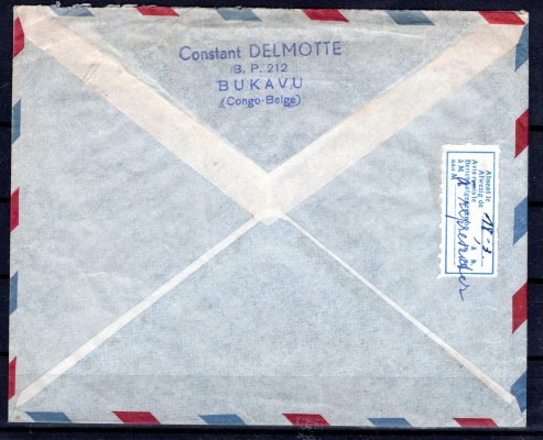 Belgické Kongo - letecký  R dopis s pestrou frankaturou do Belgie, dobrá a hledaná odesílající destinace