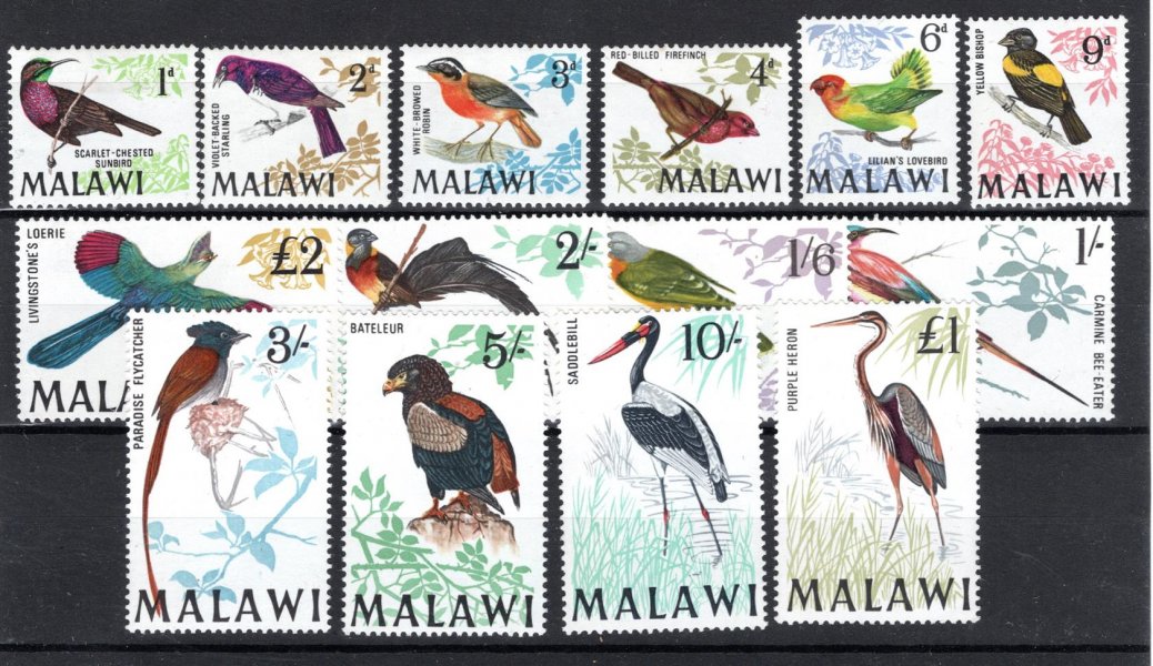 Malawi - Mi. 92 - 105, fauna, ptáci 