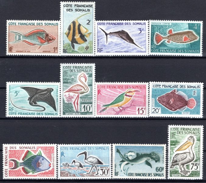 Somalis Francaise - Mi. 320 - 31, fauna, ptáci + ryby