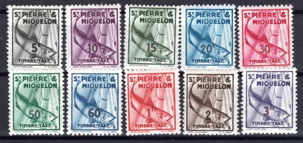 Saint Pierre et Miquelen - Mi. 31 - 41, porto, ryba
