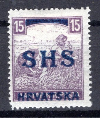 Jugoslavie - Mi. 63, bílá čísla, přetisk SHS, kat. 200,- Eu
