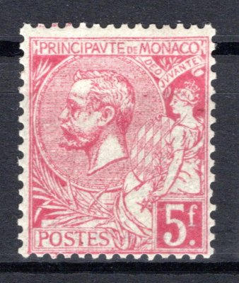 Monako - Mi. 21, kníže Albert I, 5 Fr, koncová hodnota