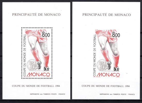Monako - Mi. 2183,Fotbal, zvláštní tisk zobkovaná a nezoubkovaný, kat. 300,- Eu