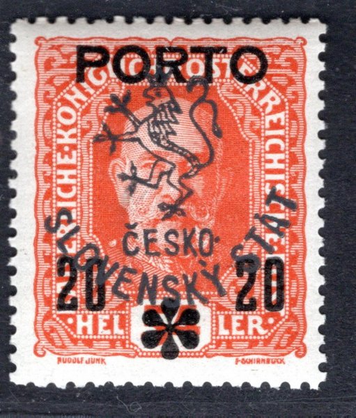 RV 75, Marešův přetisk 20/54 oranžová, sign.Pofis