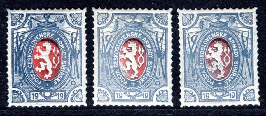 PP 5 ; 1 rubl lvíček ; 3 kusy se zalitými středy modrou barvou 