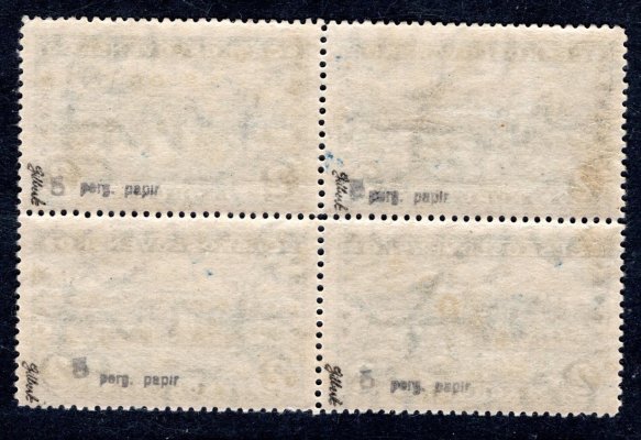 225 x ; 2 koruna  P5 - pergamenový papír ve 4 - bloku - zk. Gilbert 
