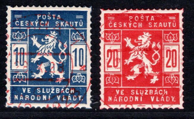 SK 1 - SK 2 ; série s pamětními razítky červenými z ochoty ; razítko Praha 1 - 28.X.28