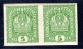 Rakousko  ( První přetiskové známky Pč 1919 - stříhané ) - Mi. 185 U, koruna, dvoupáska, 5 H zelená, nezoubkovaná, hledané
