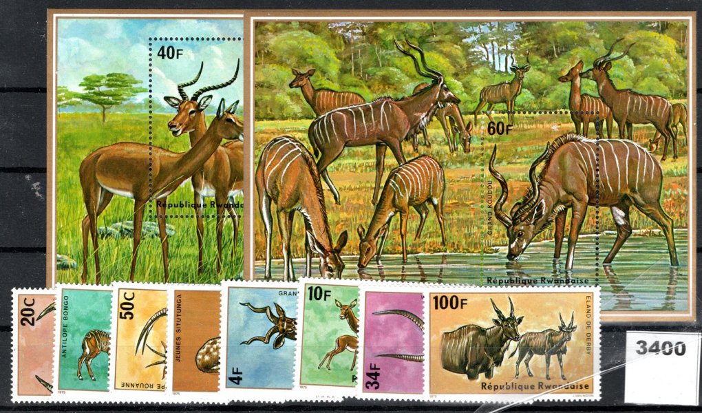 Rwanda - Mi. 473 - 80, Bl. 48 - 9,  savci, hezká řada