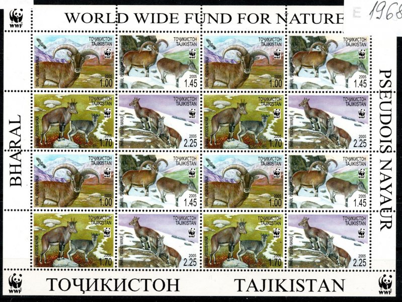Tadžikistan - Mi.1392 - 5 Klb Fauna, tiskový list, kat. 140,- Eu