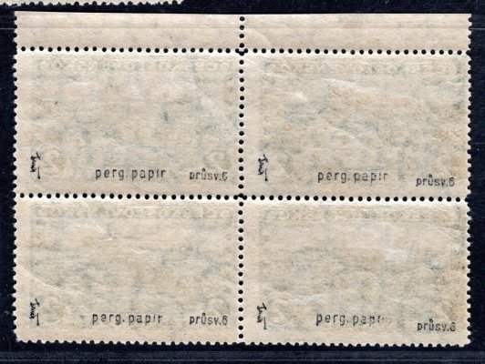 225 x, P6 ; 2 koruna 4 - blok pergamenový papír s horním okrajem  zk. Beneš 
